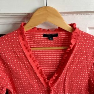 Banana Republic coral ruffle trim cardigan